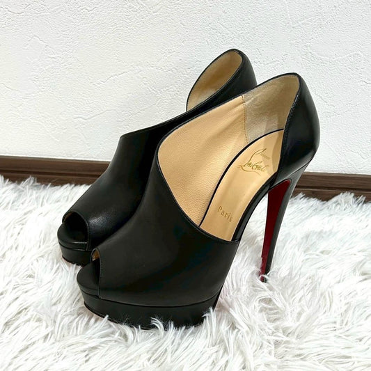 Christian Louboutin Shoes Pumps Heel EU 37 US 7 Leather Black Authentic
