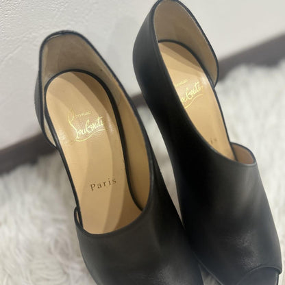 Christian Louboutin Shoes Pumps Heel EU 37 US 7 Leather Black Authentic