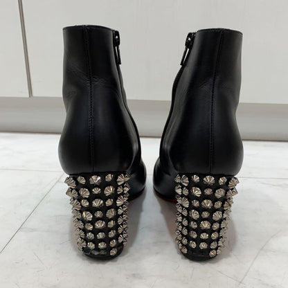 Christian Louboutin Short Boots Shoes Studs EU 36.5 US 6.5 Leather Black Auth