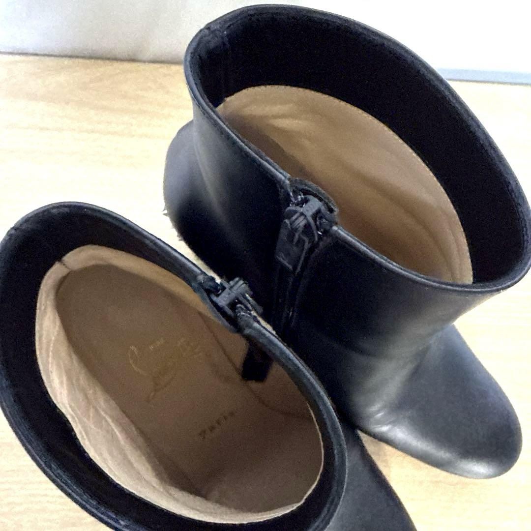 Christian Louboutin Short Boots Shoes Studs EU 37 US 7 Leather Black Authentic