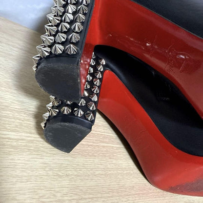Christian Louboutin Short Boots Shoes Studs EU 37 US 7 Leather Black Authentic