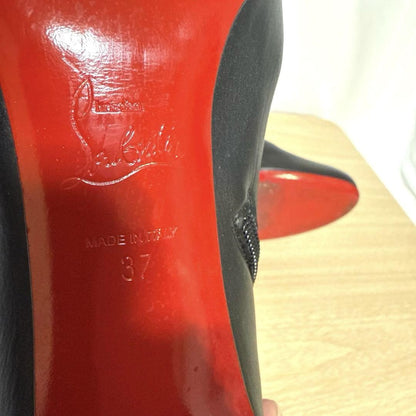 Christian Louboutin Short Boots Shoes Studs EU 37 US 7 Leather Black Authentic