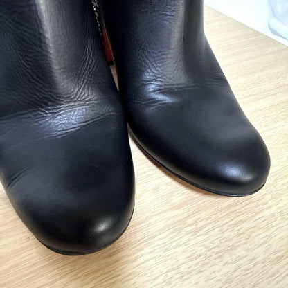 Christian Louboutin Short Boots Shoes Studs EU 37 US 7 Leather Black Authentic