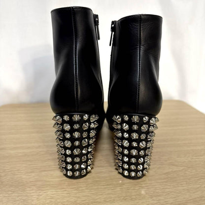 Christian Louboutin Short Boots Shoes Studs EU 37 US 7 Leather Black Authentic