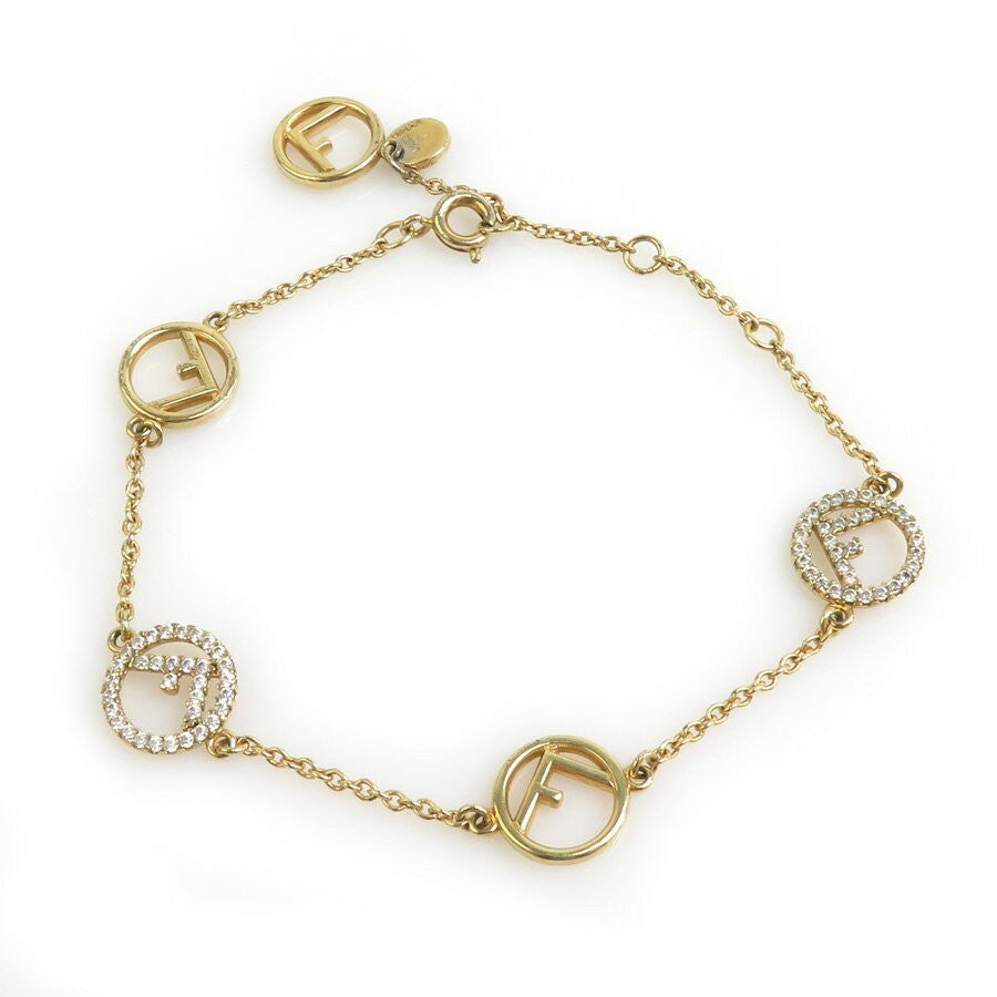 FENDI Bracelet Bangle F is Metal Gold Authentic