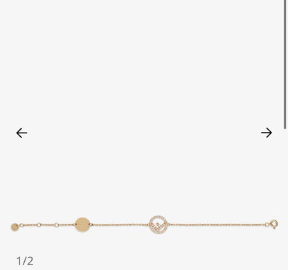 FENDI Bracelet Bangle F Logo Pink Gold Authentic