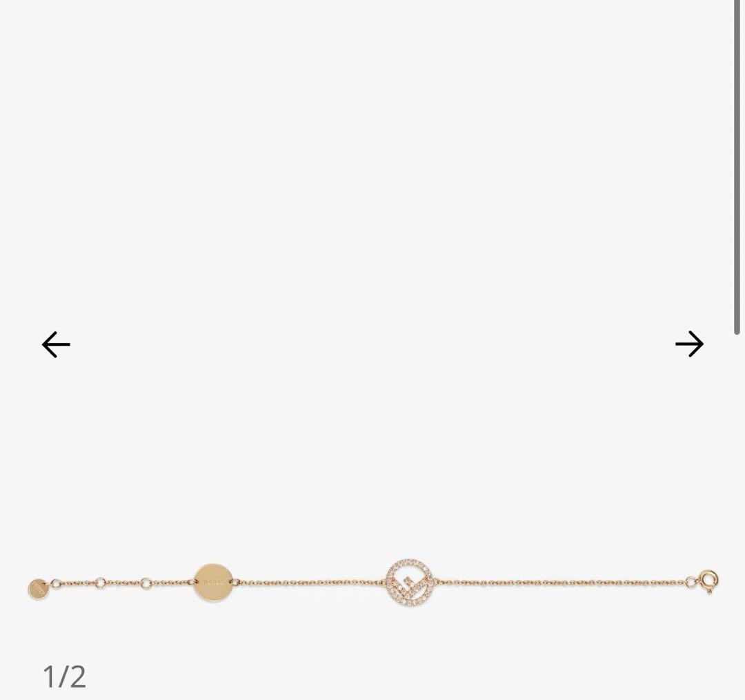 FENDI Bracelet Bangle F Logo Pink Gold Authentic