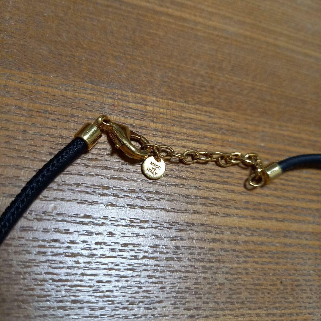 FENDI FOREVER Bracelet Bangle FF Logo Leather Black Authentic