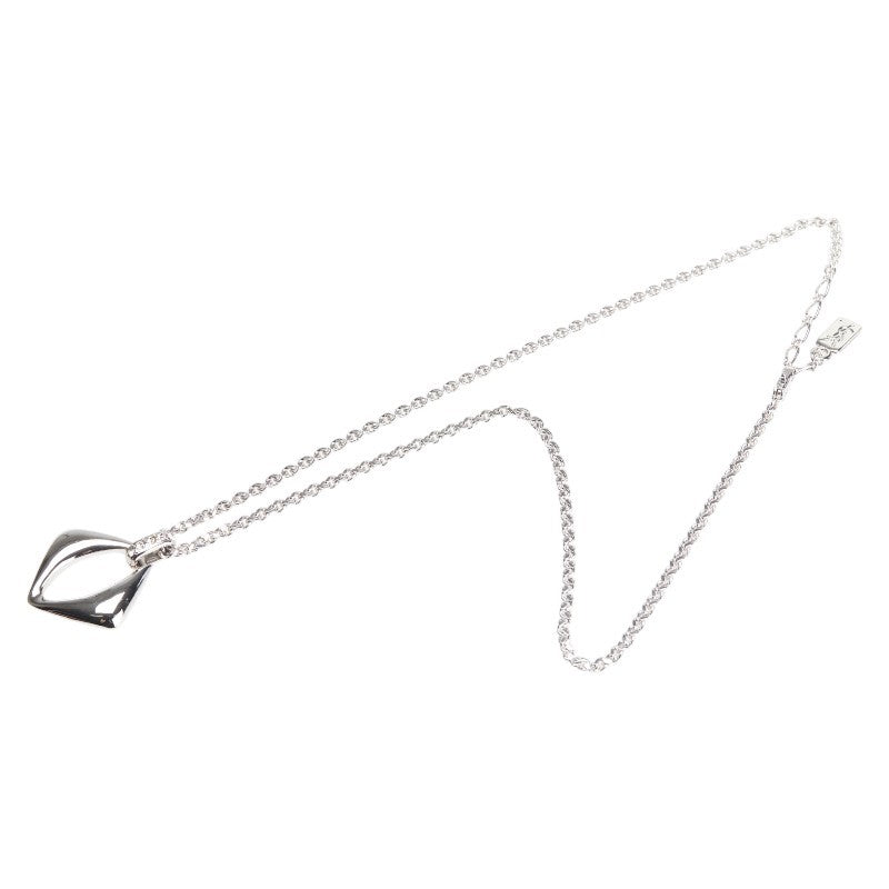 Saint Laurent Necklace Pendant YSL Cassandra Metal Rhinestone Silver Authentic