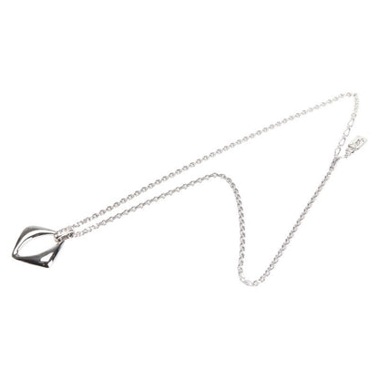 Saint Laurent Necklace Pendant YSL Cassandra Metal Rhinestone Silver Authentic