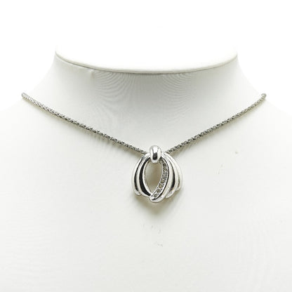 Saint Laurent Necklace Pendant YSL Cassandra Metal Rhinestone Silver Authentic