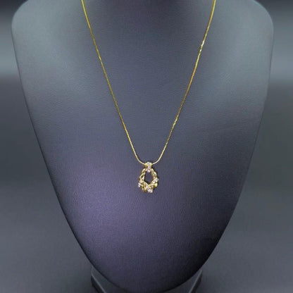 Saint Laurent Necklace Pendant YSL Cassandra Metal Rhinestone Gold Authentic