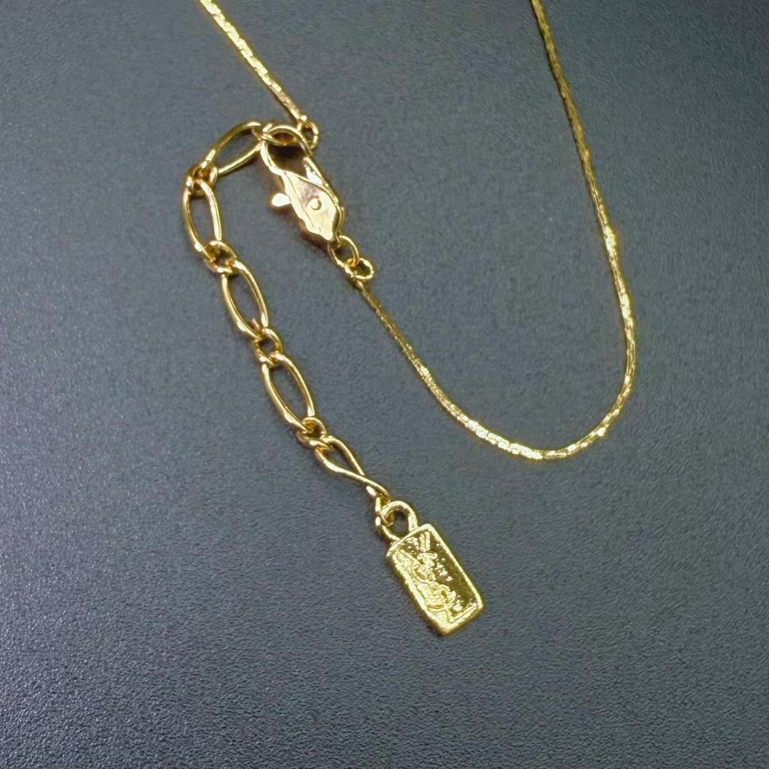 Saint Laurent Necklace Pendant YSL Cassandra Metal Rhinestone Gold Authentic