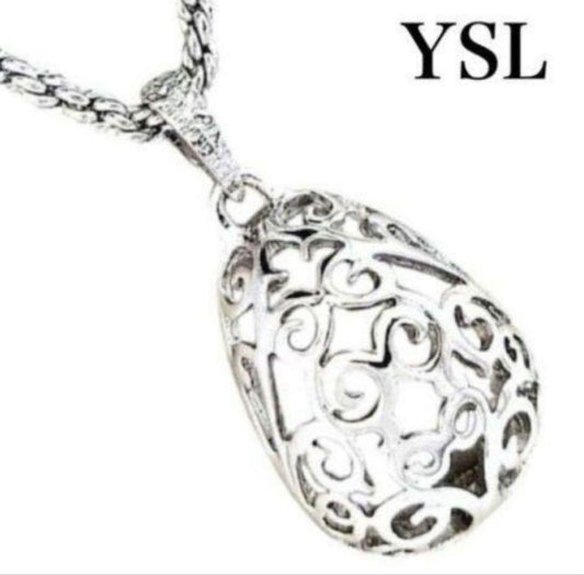 Saint Laurent Necklace Pendant YSL Cassandra Silver Authentic