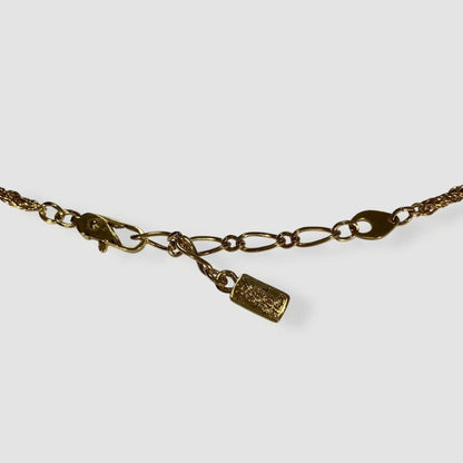 Saint Laurent Necklace Pendant YSL Cassandra Rhinestone Gold Authentic