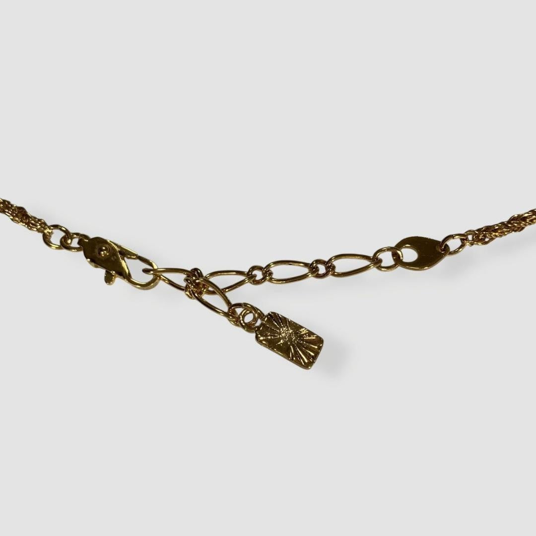 Saint Laurent Necklace Pendant YSL Cassandra Rhinestone Gold Authentic