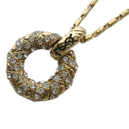 Saint Laurent Necklace Pendant Circle YSL Cassandra Gold Authentic