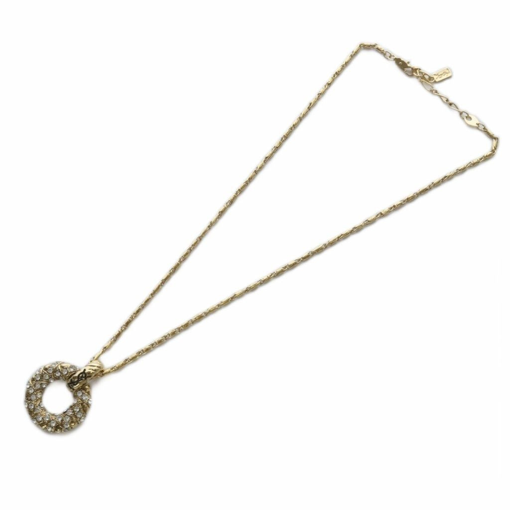 Saint Laurent Necklace Pendant Circle YSL Cassandra Gold Authentic