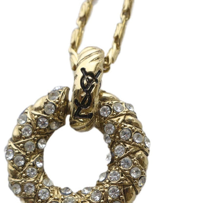 Saint Laurent Necklace Pendant Circle YSL Cassandra Gold Authentic