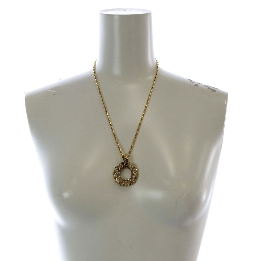 Saint Laurent Necklace Pendant Circle YSL Cassandra Gold Authentic