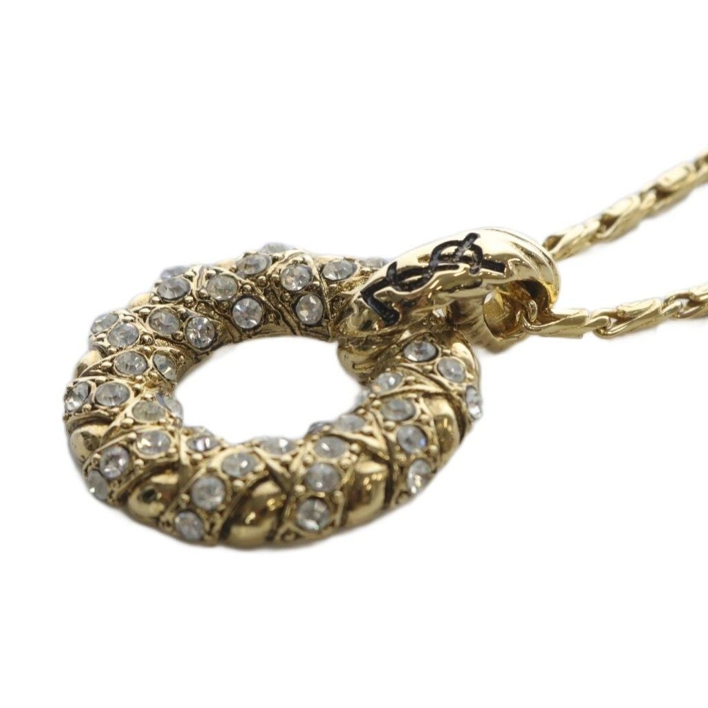 Saint Laurent Necklace Pendant Circle YSL Cassandra Gold Authentic