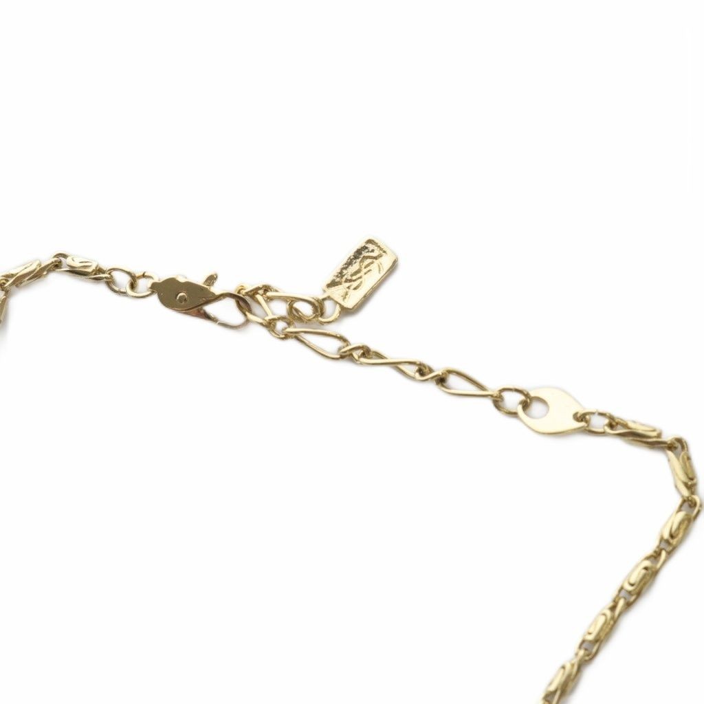 Saint Laurent Necklace Pendant Circle YSL Cassandra Gold Authentic