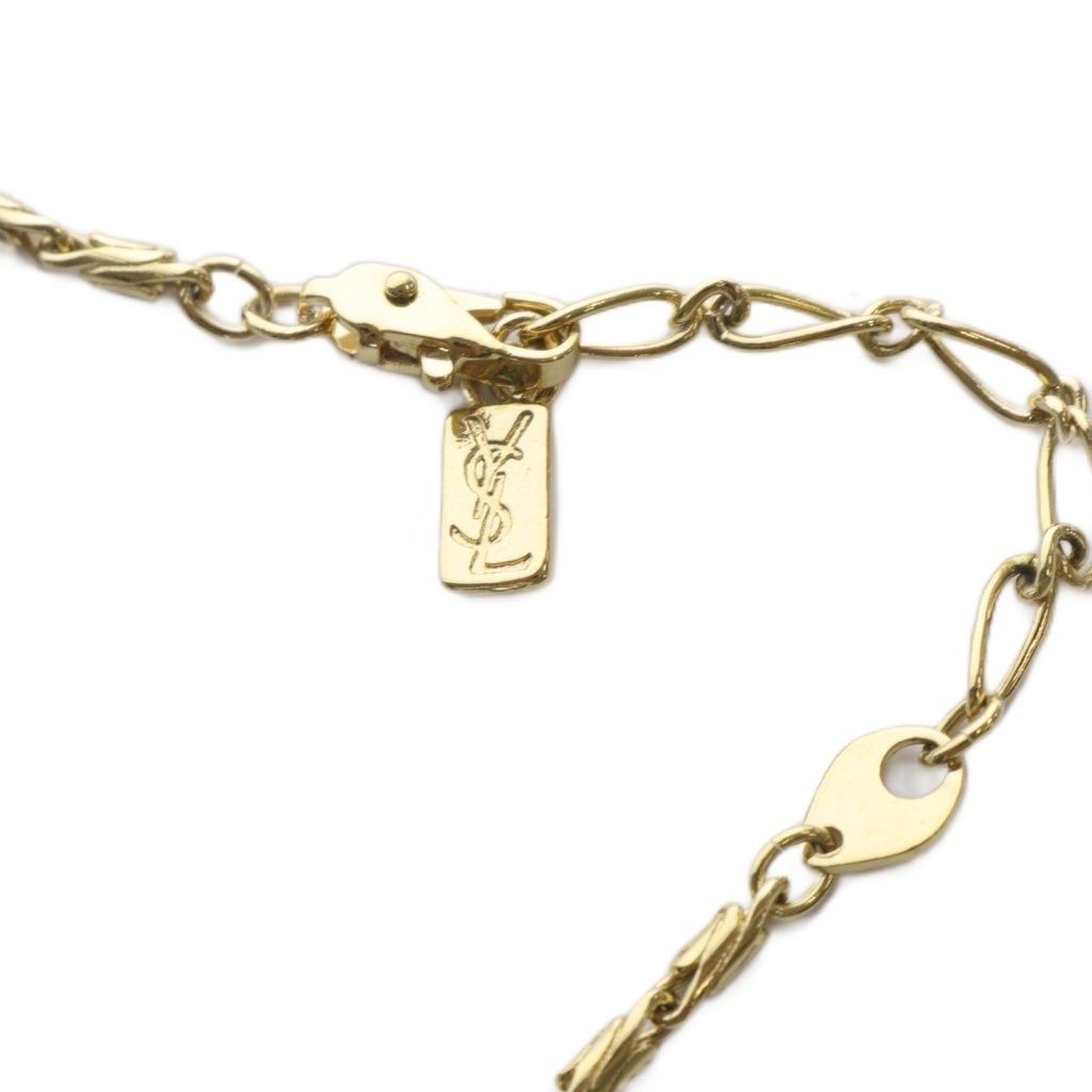 Saint Laurent Necklace Pendant Circle YSL Cassandra Gold Authentic