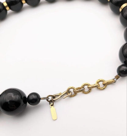 Saint Laurent Beaded Necklace rayer beads Pendant Black Authentic