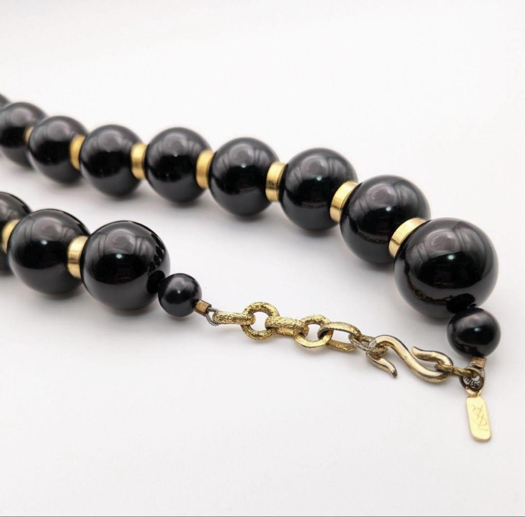 Saint Laurent Beaded Necklace rayer beads Pendant Black Authentic