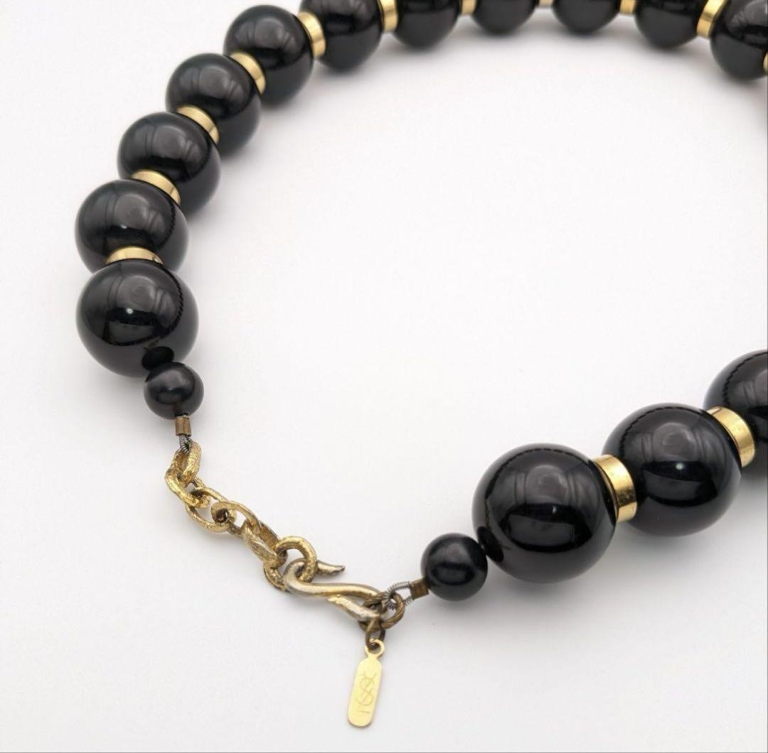 Saint Laurent Beaded Necklace rayer beads Pendant Black Authentic