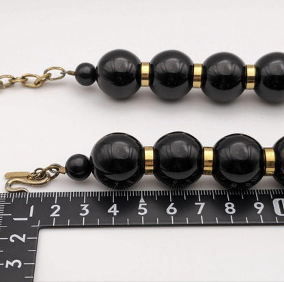 Saint Laurent Beaded Necklace rayer beads Pendant Black Authentic