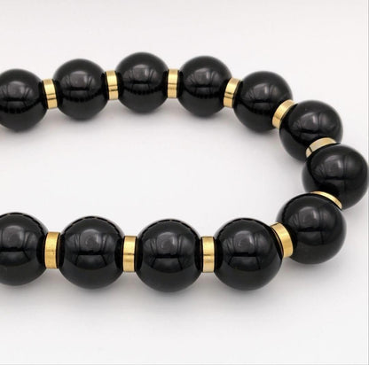 Saint Laurent Beaded Necklace rayer beads Pendant Black Authentic