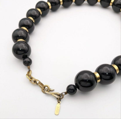 Saint Laurent Beaded Necklace rayer beads Pendant Black Authentic