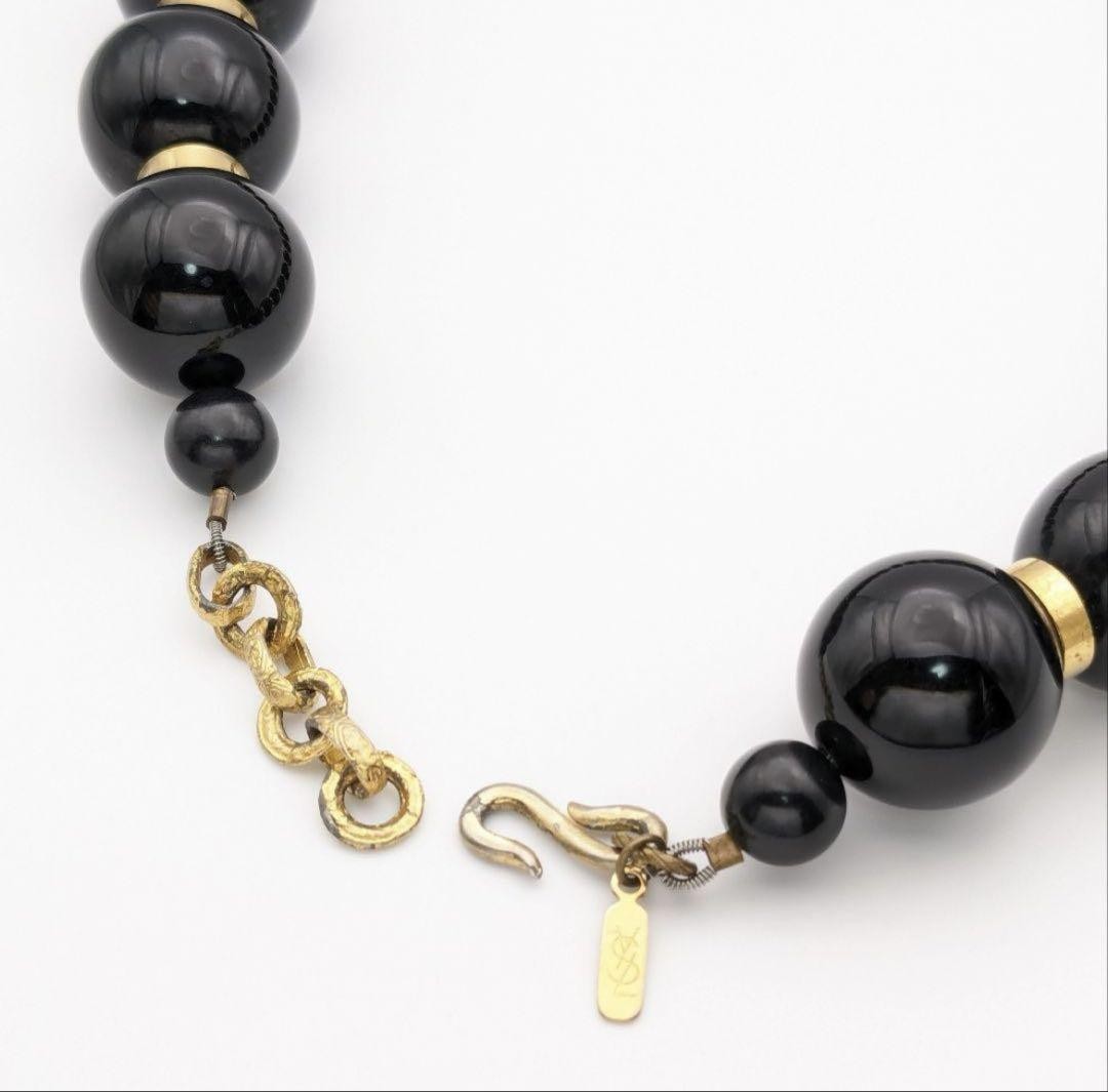 Saint Laurent Beaded Necklace rayer beads Pendant Black Authentic