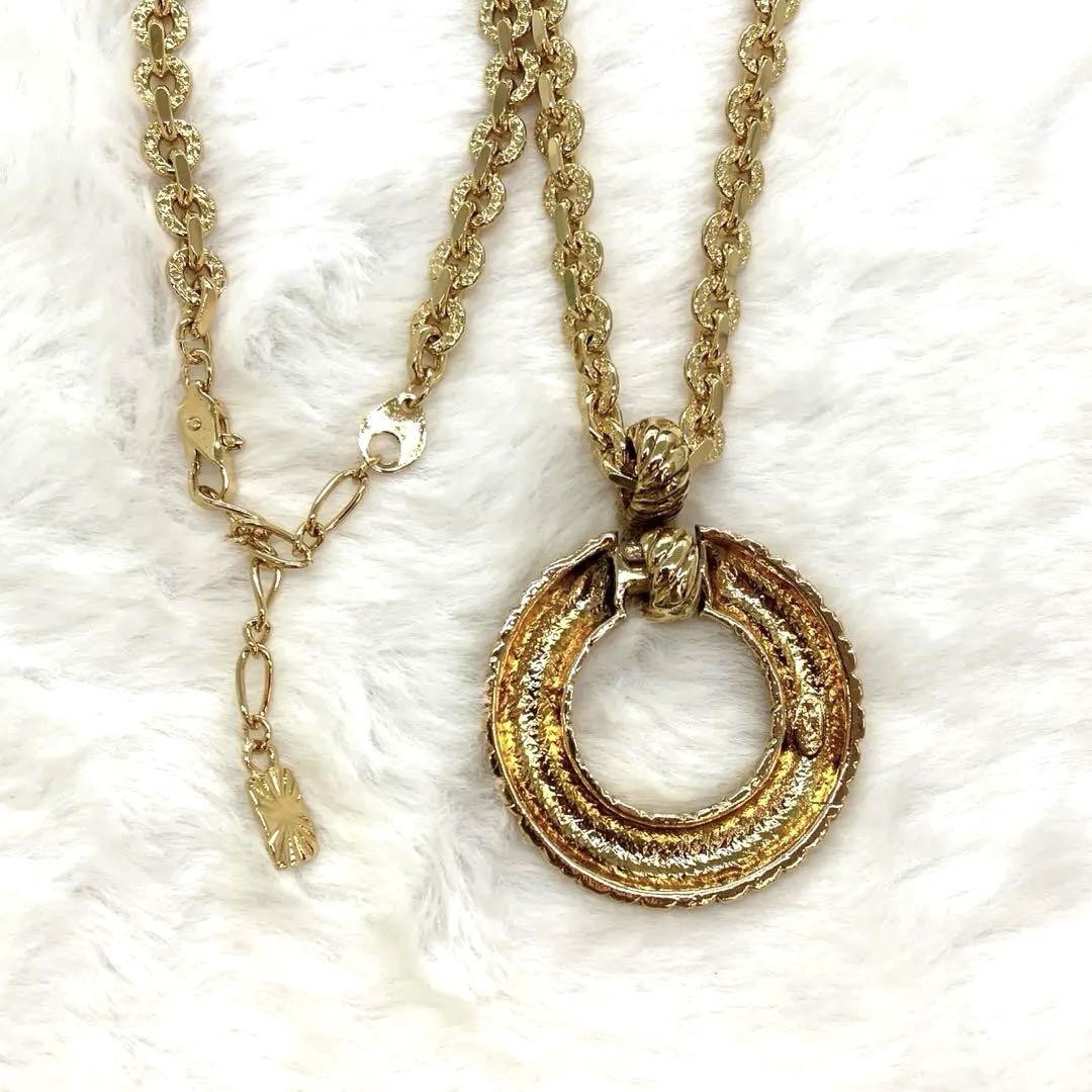 Saint Laurent Necklace Pendant Circle YSL Cassandra Gold Authentic