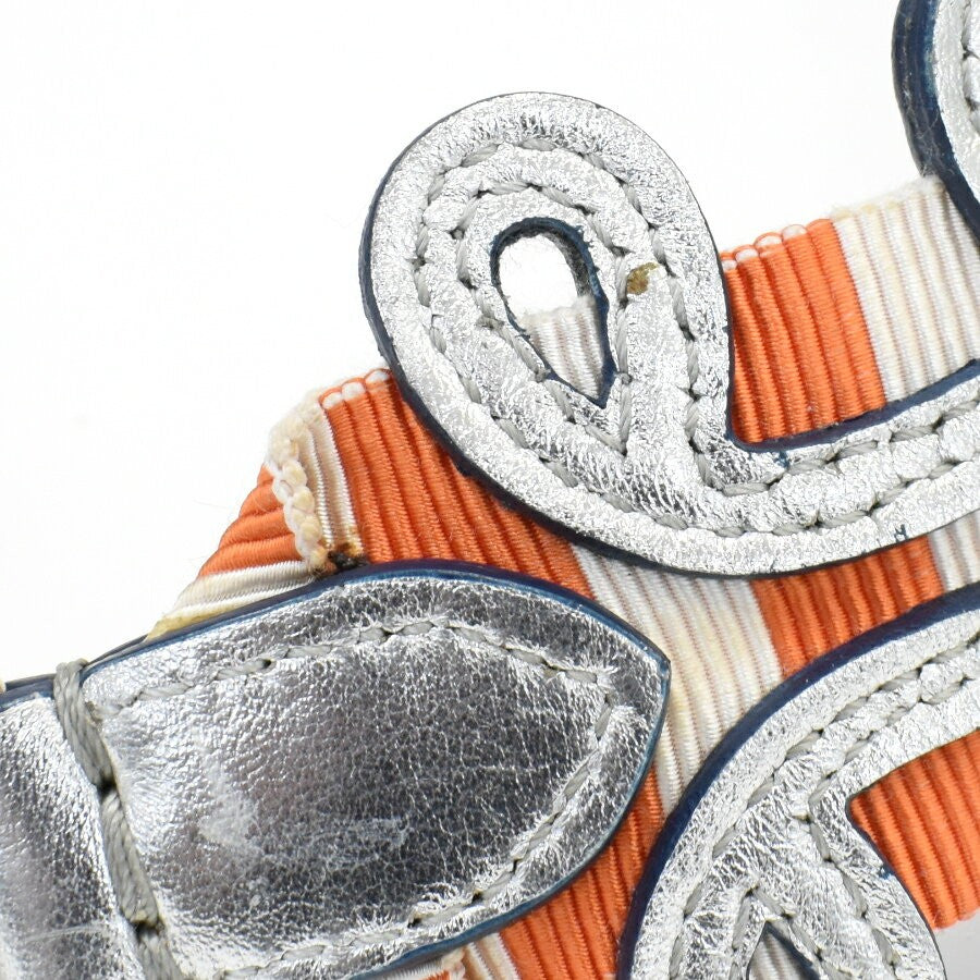 FENDI Shoulder Strap Strap you Belt Canvas Leather Orange Silver Authentic