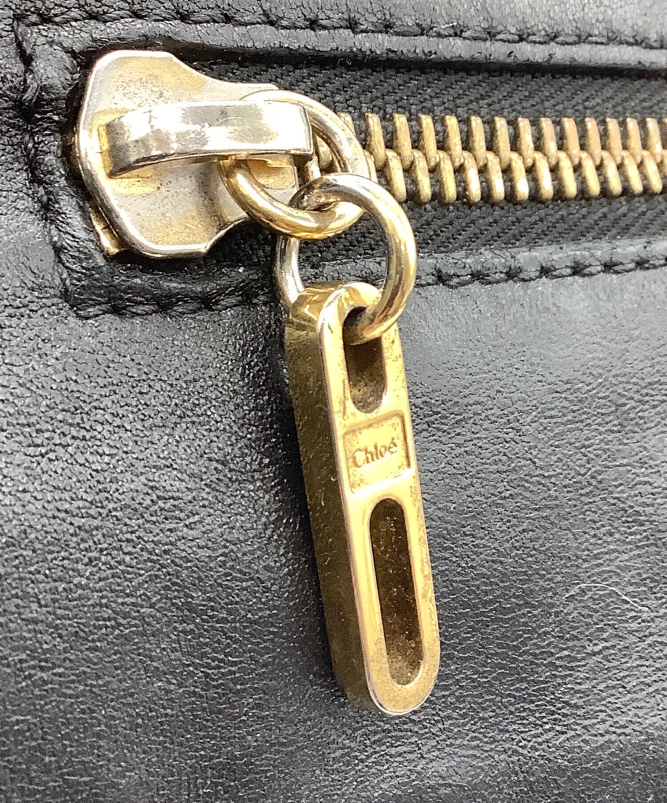 Chloe shoulder bag Purse Leather Black Gold Authentic Women's Used