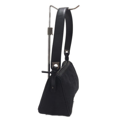 Salvatore Ferragamo Shoulder Bag Purse Gancini Jacquard Leather Black Authentic