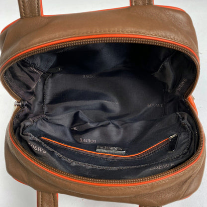 LOEWE Hand Bag Tote Purse Logo Leather Brown Authentic