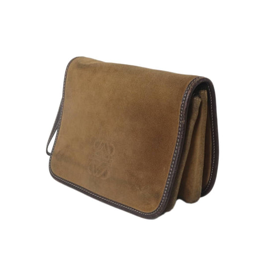 LOEWE Clutch Bag Second Bag Anagram Camel Authentic