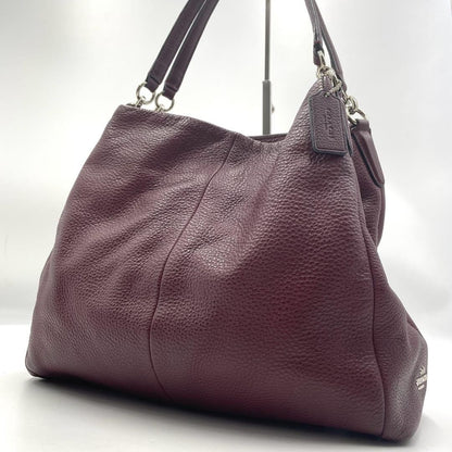 COACH Shoulder Bag Purse Leather Bordeaux Authentic