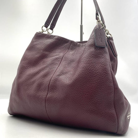 COACH Shoulder Bag Purse Leather Bordeaux Authentic
