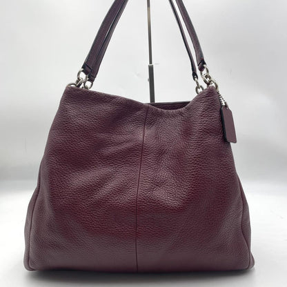COACH Shoulder Bag Purse Leather Bordeaux Authentic