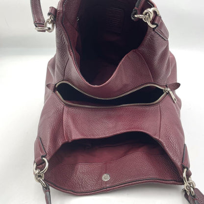 COACH Shoulder Bag Purse Leather Bordeaux Authentic