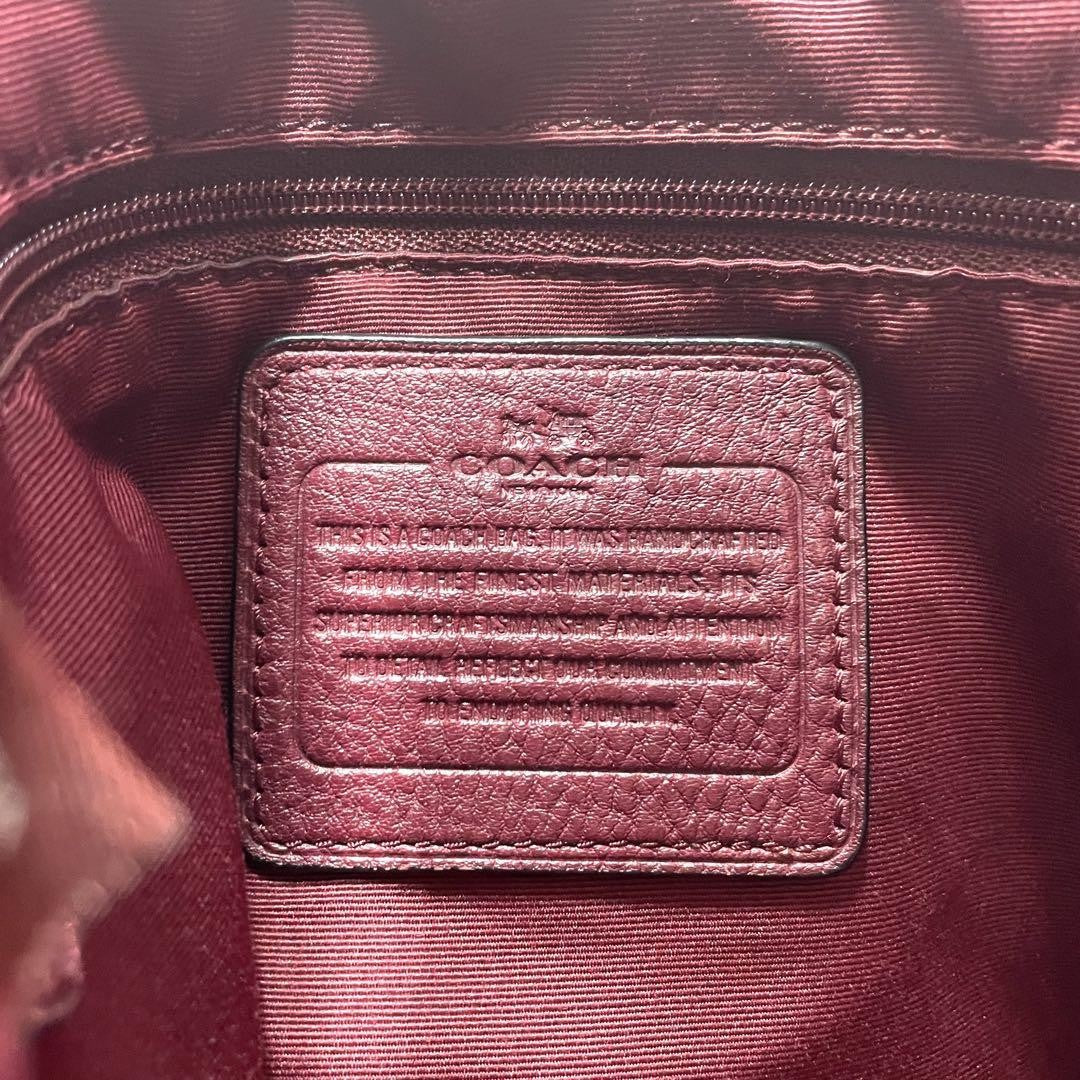 COACH Shoulder Bag Purse Leather Bordeaux Authentic