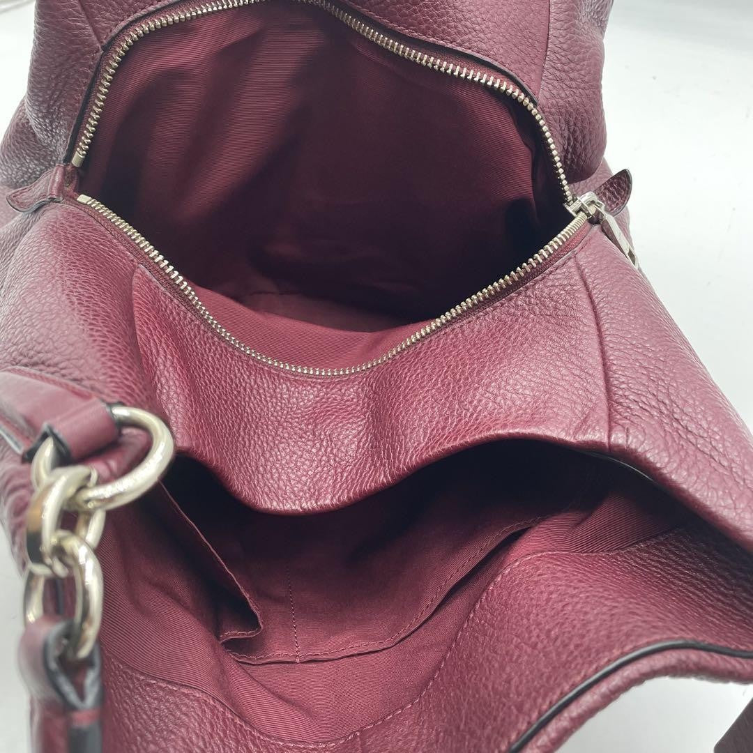 COACH Shoulder Bag Purse Leather Bordeaux Authentic