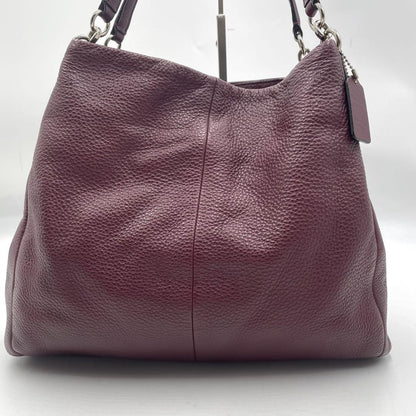 COACH Shoulder Bag Purse Leather Bordeaux Authentic