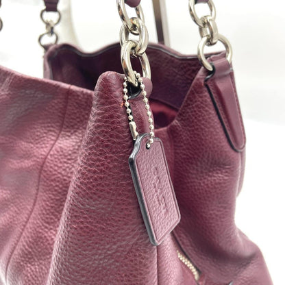 COACH Shoulder Bag Purse Leather Bordeaux Authentic