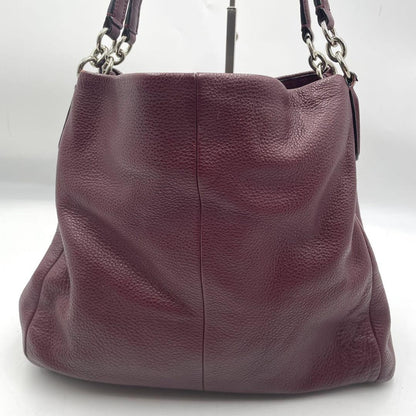 COACH Shoulder Bag Purse Leather Bordeaux Authentic
