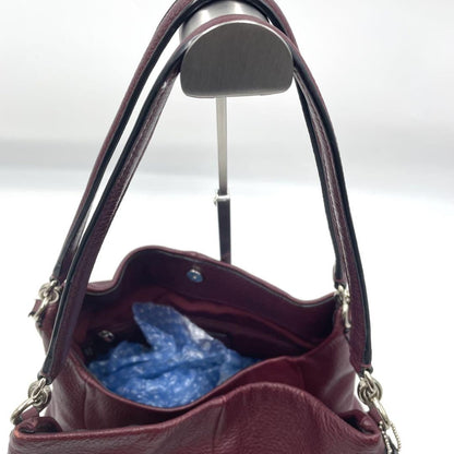 COACH Shoulder Bag Purse Leather Bordeaux Authentic